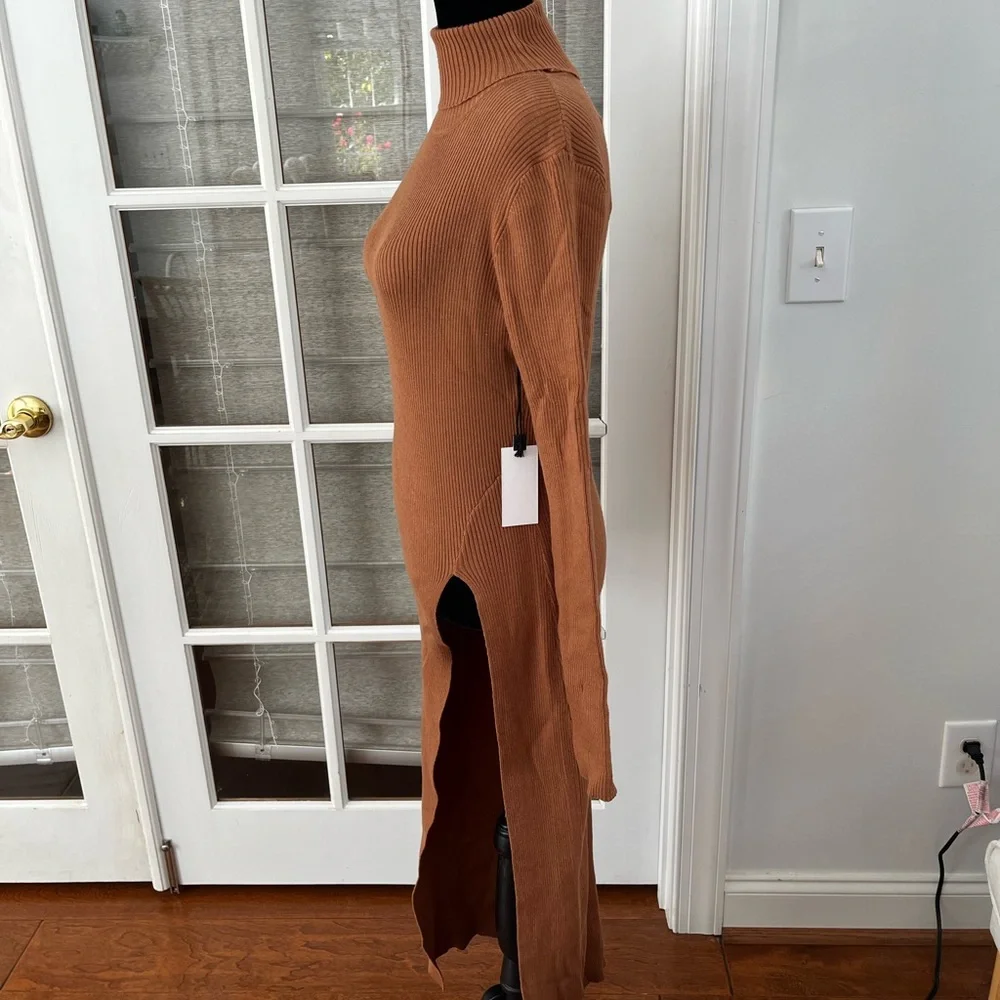 Astr Camel Ribbed Knit Dress - Picture 6 of 11